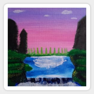 Relaxing waterfall landscape - beautiful Sticker